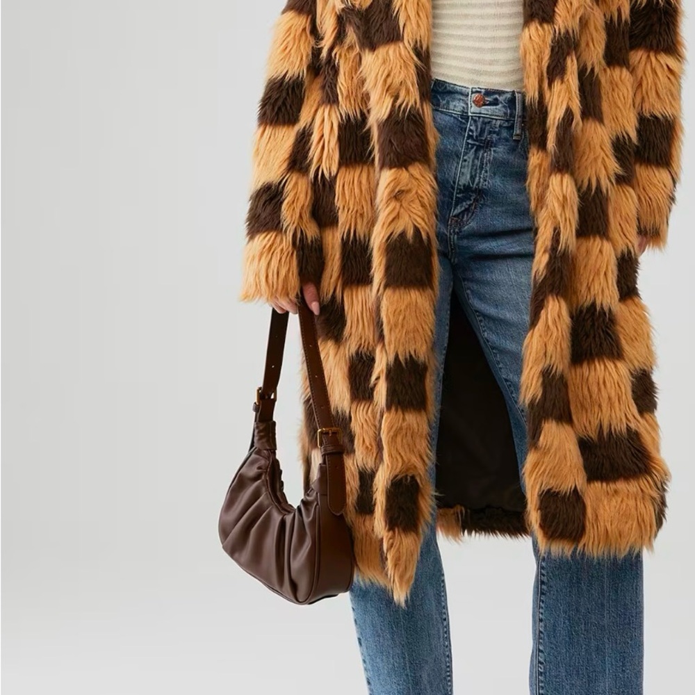Steve Madden Brown and Tan Faux Fur Coat